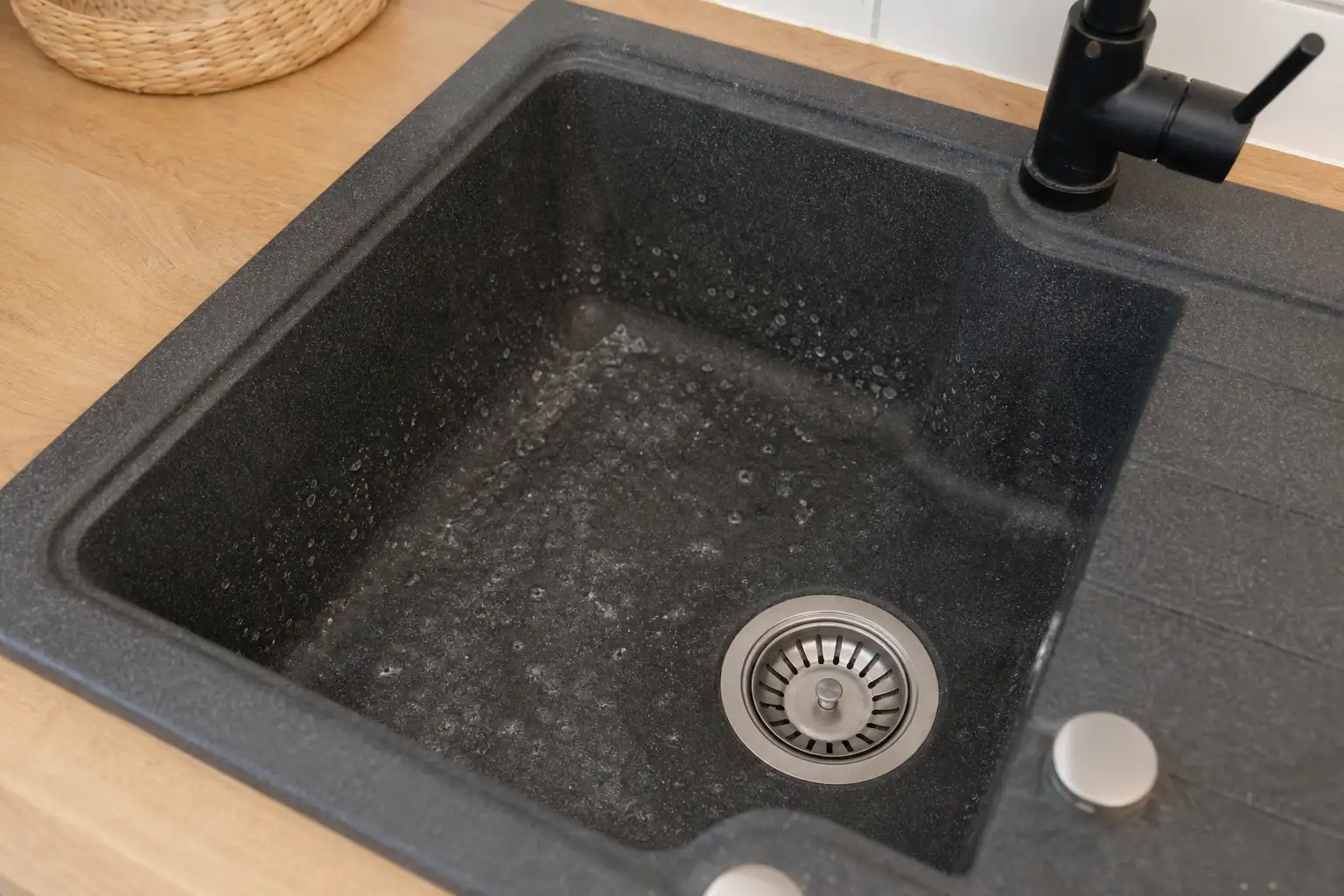 Pierwszy obraz pomocniczy do tematu: jak wyczyścić zlew granitowy domowym sposobem